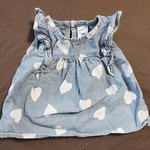 Tunic Shirt Dress Blue Hearts Design Ruffled Shoulder 3 Month Size Carter's